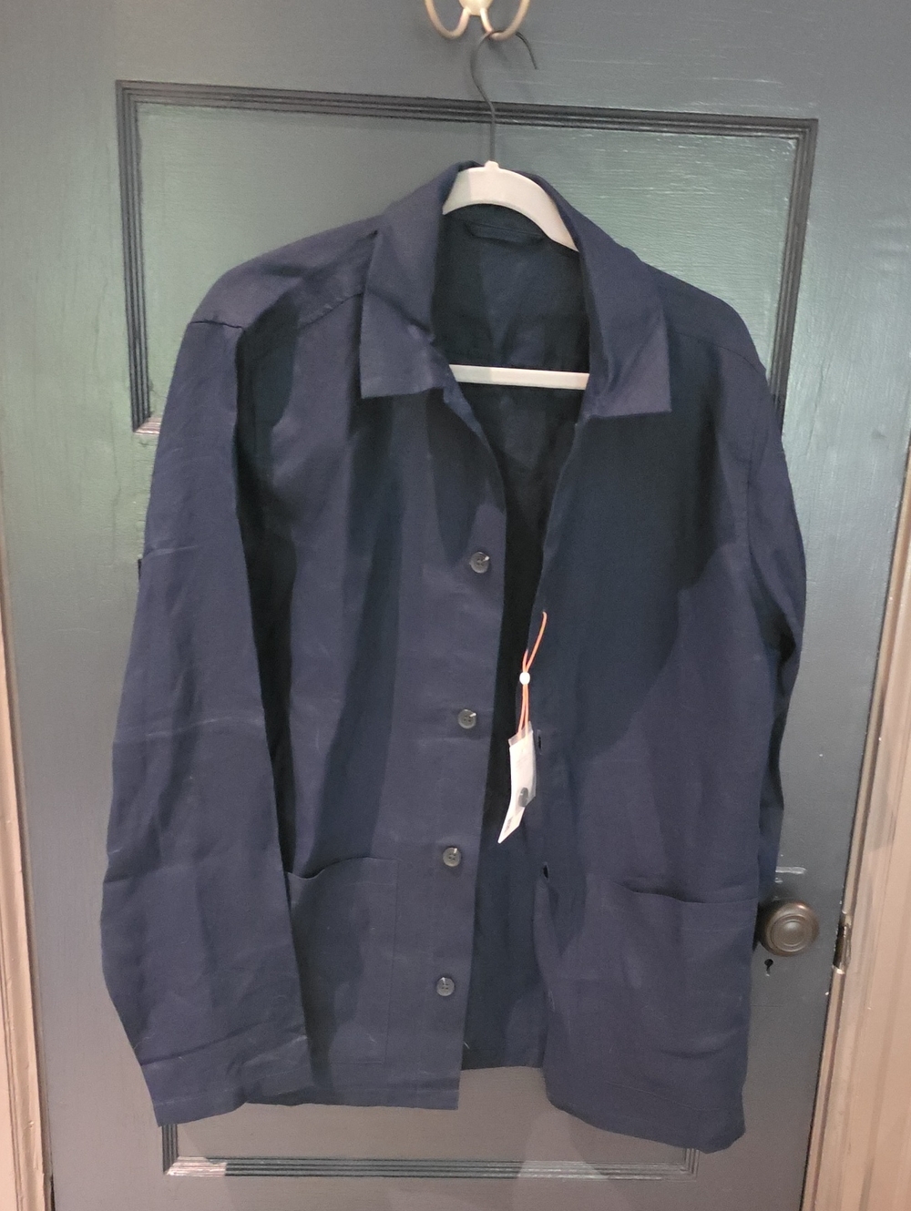 Quince Men's Navy Button-Up Linen Chore Shirt